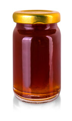 glass jar with jam isolated on white background
