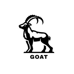 Goat symbol, logo. Black White style Vector illustration