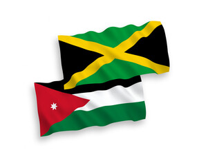Flags of Hashemite Kingdom of Jordan and Jamaica on a white background