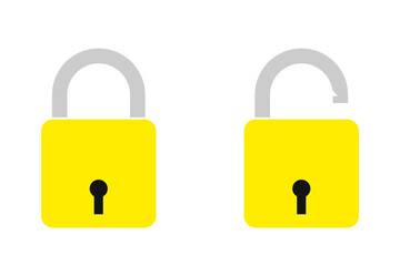  icon of locked and unlocked lock on white background. 