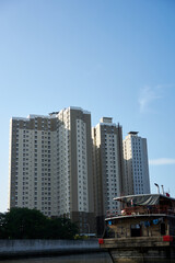 city skyline with skyscrapers