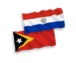Flags of Paraguay and East Timor on a white background