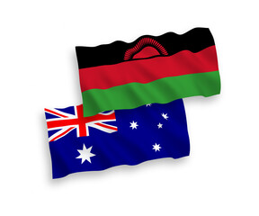 Flags of Australia and Malawi on a white background