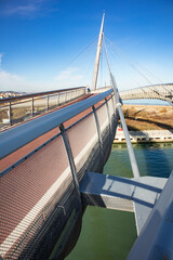 View of the bidge Ponte del Mare in city of Pescara, Abruzzo, Italy