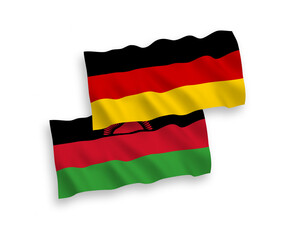 Flags of Malawi and Germany on a white background