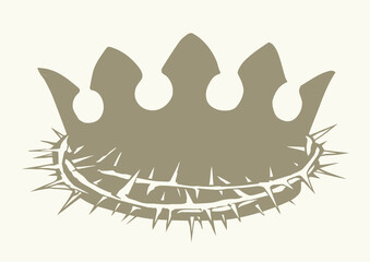 Precious golden crown with thorns. Vector drawing