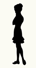 Pretty small girl. Vector drawing sketch