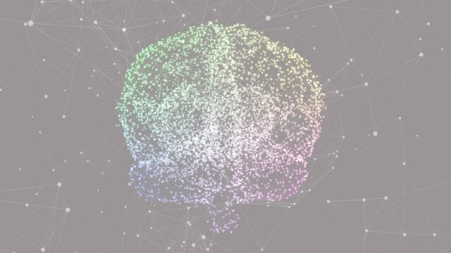 Artificial Intelligence - Building Neural Network - Net shaped brain on white background 4K seamless loop multi colour	