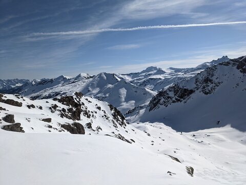 Winter panorama landscape from Etscherzapfen, Glarus. ski tour in the snowy mountains. mountaineering. Wallpaper, Peak
