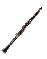 Clarinet on white background French model clarinet (Boehm standard keys) - obrazy, fototapety, plakaty