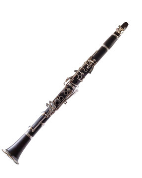 Clarinet on white background French model clarinet (Boehm standard keys)