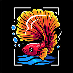 Betta fish mascot logo design