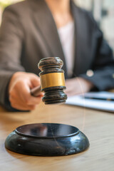 lawyer or judge work in the office with Judge gavel, Legal law, advice, and justice concept.