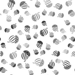 Black Watermelon icon isolated seamless pattern on white background. Vector