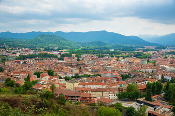 Fototapeta na wymiar View of the city Olot. Girona, Spain