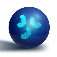 Blue Beans icon isolated on white background. Blue circle button. Vector