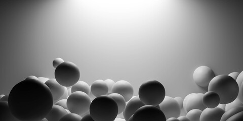 white ball spheres abstract geometric shape 3d render illustration dark lighting low key