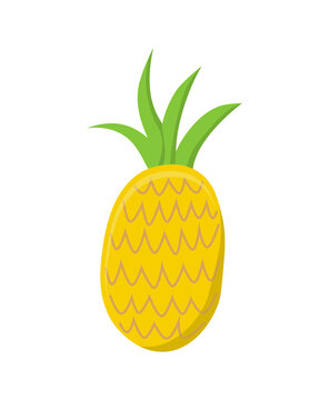 Summer fruits for a healthy lifestyle. Pineapple. Vector illustration of cartoon icon isolated on white. Vector illustration.
