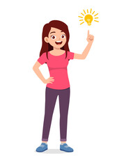 young good looking woman doing think pose