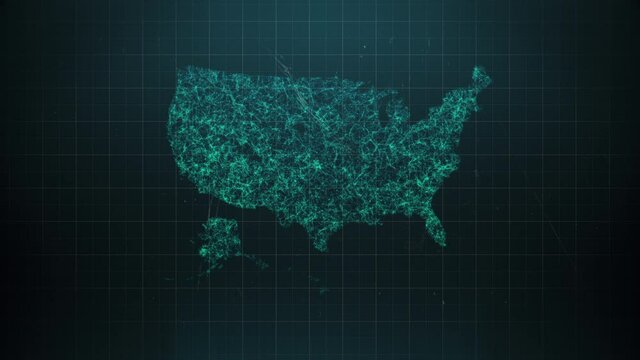 3D Rendering Of Abstract Network Plexus Connection Net On usa Map