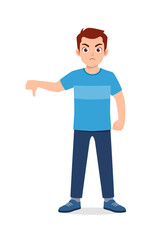young good looking man doing thumb down pose