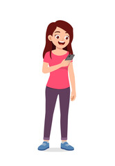 young good looking woman using modern smartphone