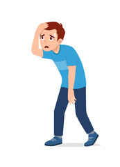 Naklejka premium young good looking man feeling tired and sick