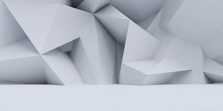 white abstract wall futuristic architecture background 3d render illustration