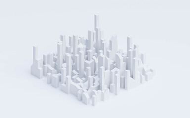 white abstract minimalistic mock up city scape sky line design 3d render illustration