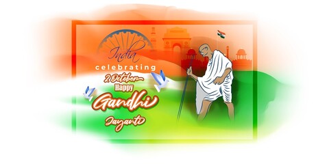 VECTOR ILLUSTRATION FOR INDIAN DAY GANDHI JAYANTI WITH TEXT GANDHI JAYANTI MEANS  GANDHI JAYANTI 