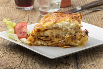 lasagna on a white plate