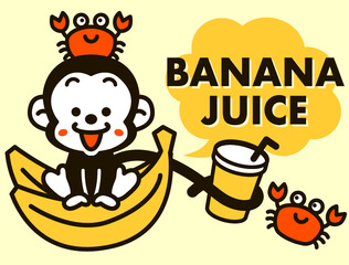 バナナジュースを売るサル