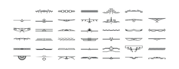 Set Black Simple Line Collection Doodle Border Elements Vector Design Style Sketch Isolated Illustration For Banner