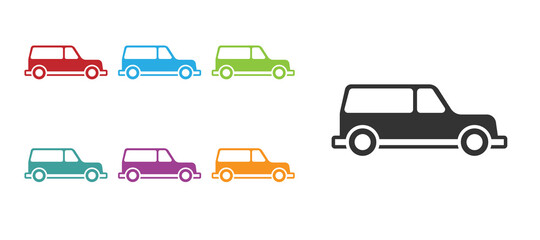 Black Hearse car icon isolated on white background. Set icons colorful. Vector