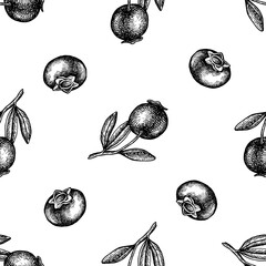 Seamless pattern with black and white blueberry