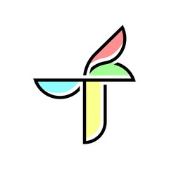 Letter F Flower Logo. Intial Type Plant Logo Monoline