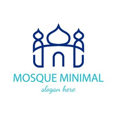 Mosque Line Modern Logo Template for business. Muslim Building Design Monoline