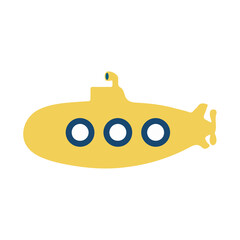 Submarine Isolated on White Background Flat Graphic Illustration simple symbol closeup