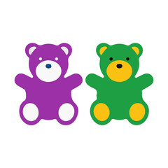 Two Teddy Bears Icon Flat Illustration Icon for Web Design On White Background