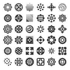 Set of Abstract Shape Logo Concept. Vector Company Template Symbol Design. Mandala Art Isolated