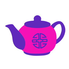 Vintage Teapot Kettle Kitchen appliances on White Background Flat Graphic Illustration simple symbol closeup