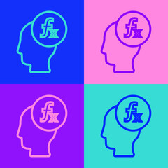 Pop art line Function mathematical symbol icon isolated on color background. Vector