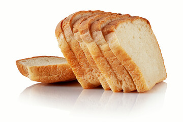 Slices of bread on a white background