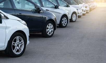 Cars in a row. Used car sales	
