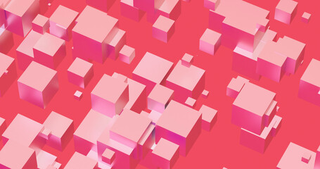 Fototapeta na wymiar Pink abstract background from cubes. 3D render