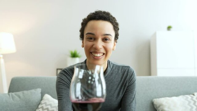 African American Girl Drinking Wine