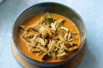 Young Coconut Curry with Chicken or Kaeng Kai Kala, a traditional Thai dish.