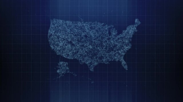3D Rendering Of Abstract Network Plexus Connection Net On usa Map