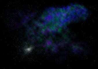 Star field in space and a nebulae. 3D rendering