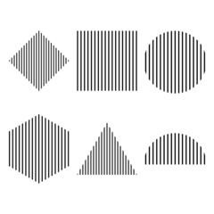 Geometric shapes hatch pattern set black lines